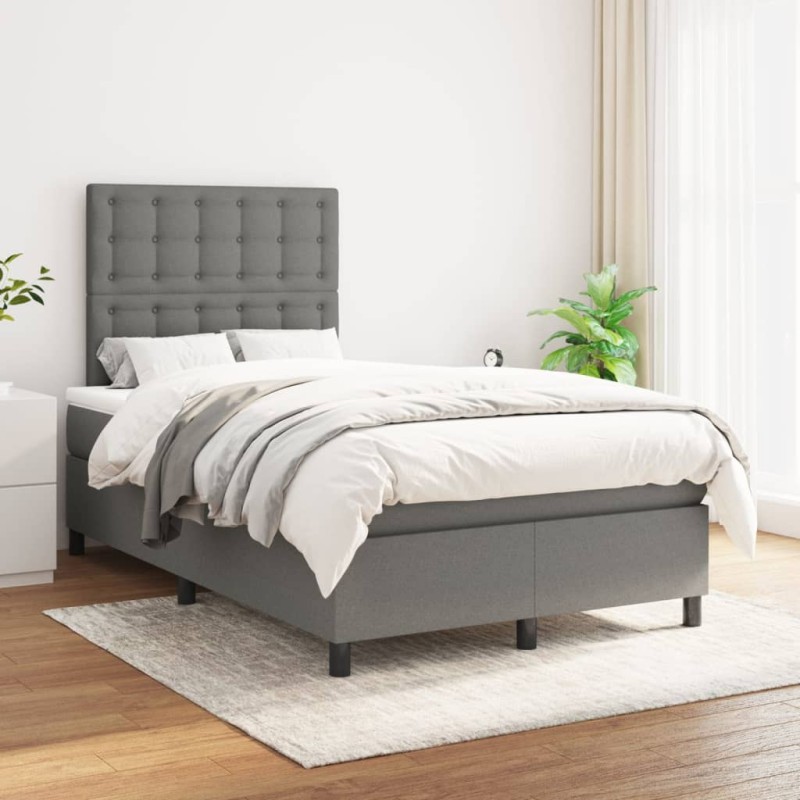 vidaXL Giroletto a Molle con Materasso Grigio Scuro 120x200 cm Tessuto