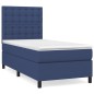 vidaXL Giroletto a Molle con Materasso Blu 90x190 cm in Tessuto