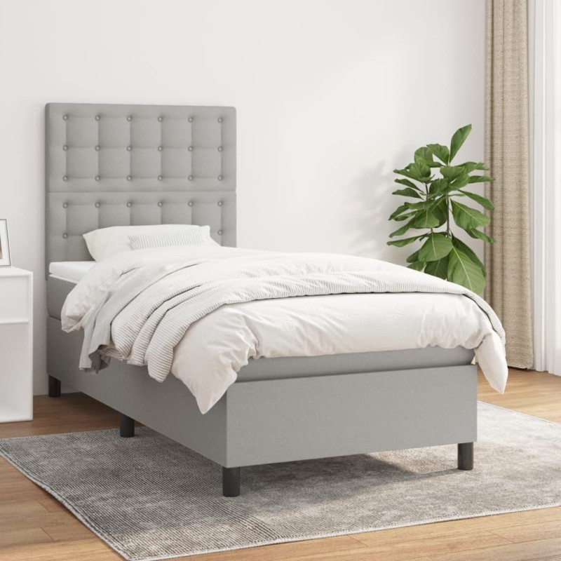 vidaXL Giroletto a Molle con Materasso Grigio Chiaro 80x200 cm Tessuto