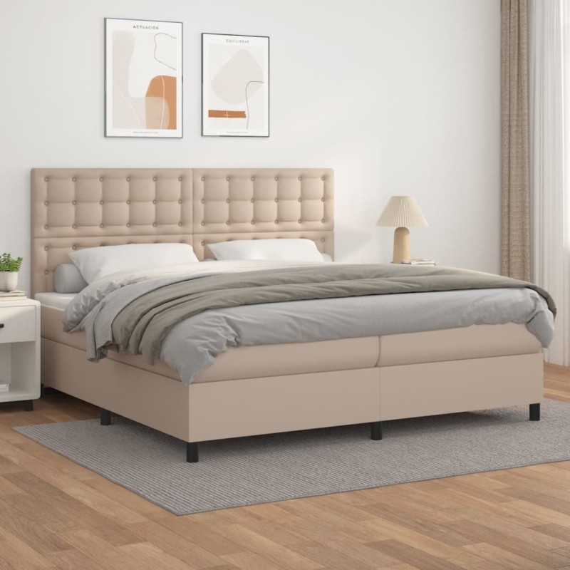 vidaXL Giroletto a Molle con Materasso Cappuccino 200x200cm Similpelle
