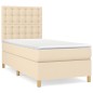 vidaXL Giroletto a Molle con Materasso Crema 90x190 cm in Tessuto