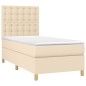 vidaXL Giroletto a Molle con Materasso Crema 90x190 cm in Tessuto