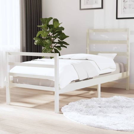 vidaXL Giroletto Bianco in Legno Massello di Pino 90x190 cm Single