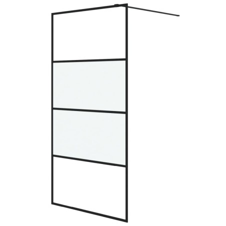 vidaXL Parete Doccia Walk in Nera 100x195cm Vetro Semi Smerigliato ESG