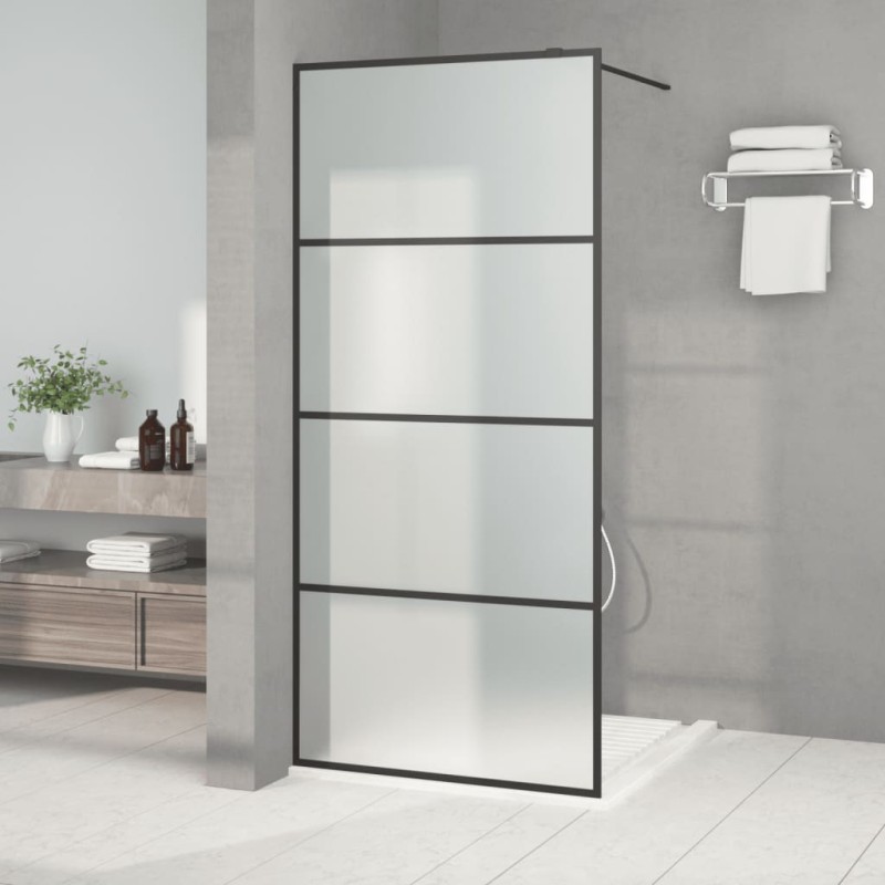 vidaXL Parete Doccia Walk in Nera 90x195 cm Vetro Smerigliato ESG vidaXL Parete Doccia Walk in Nera 90x195 cm Vetro Smerigliato ESG