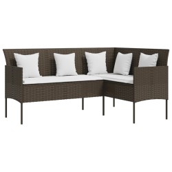 vidaXL Divano a Forma di L con Cuscini in Polyrattan Marrone