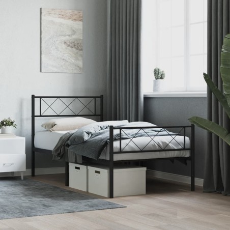 vidaXL Giroletto con Testiera e Pediera Metallo Nero 107x203 cm