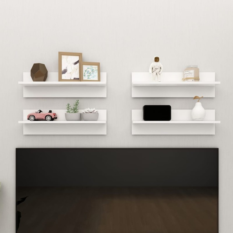 vidaXL Mensole a Muro 4 pz Bianche 60x11,5x18 cm in Truciolato vidaXL Mensole a Muro 4 pz Bianche 60x11,5x18 cm in Truciolato