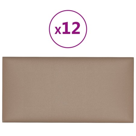 vidaXL Pannelli Murali 12 pz Cappuccino 60x30 cm Similpelle 2,16 m²