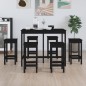 Set da Bar 7 pz Nero in Legno Massello di Pino Set da Bar 7 pz Nero in Legno Massello di Pino