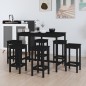 Set da Bar 7 pz Nero in Legno Massello di Pino Set da Bar 7 pz Nero in Legno Massello di Pino