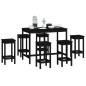 Set da Bar 7 pz Nero in Legno Massello di Pino Set da Bar 7 pz Nero in Legno Massello di Pino