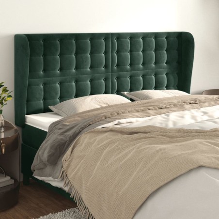 vidaXL Testiera ad Orecchio Verde Scuro 203x23x118/128cm in Velluto