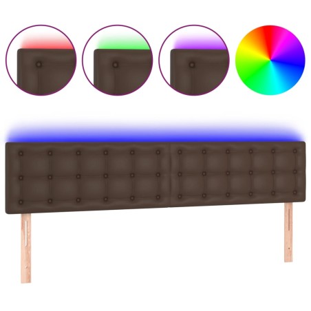 vidaXL Testiera Marrone a LED 180x5x78/88 cm in Similpelle