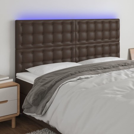 vidaXL Testiera a LED Marrone 180x5x118/128 cm in Similpelle