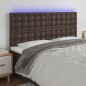 vidaXL Testiera a LED Marrone 180x5x118/128 cm in Similpelle vidaXL Testiera a LED Marrone 180x5x118/128 cm in Similpelle