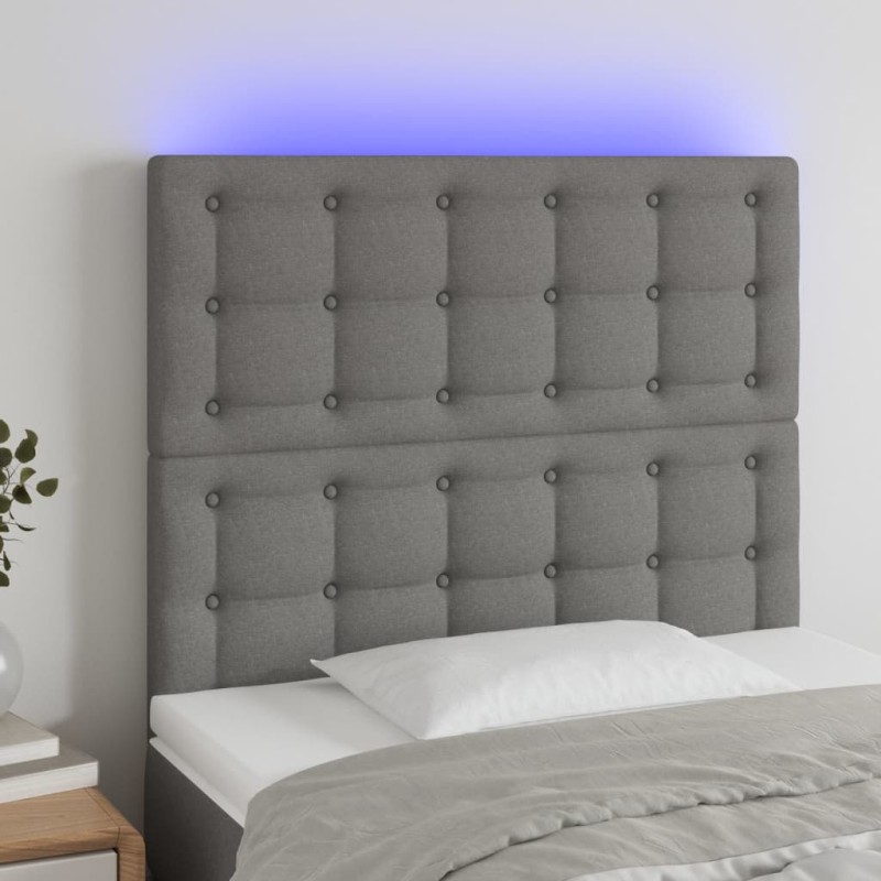 vidaXL Testiera a LED Grigio Scuro 80x5x118/128 cm in Tessuto vidaXL Testiera a LED Grigio Scuro 80x5x118/128 cm in Tessuto
