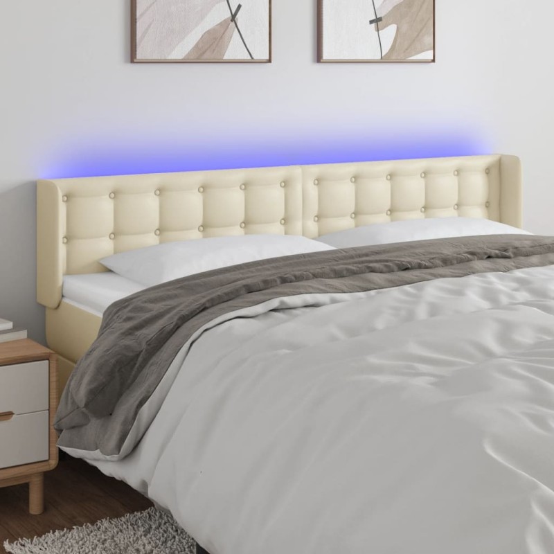 vidaXL Testiera a LED Crema 203x16x78/88 cm in Similpelle vidaXL Testiera a LED Crema 203x16x78/88 cm in Similpelle