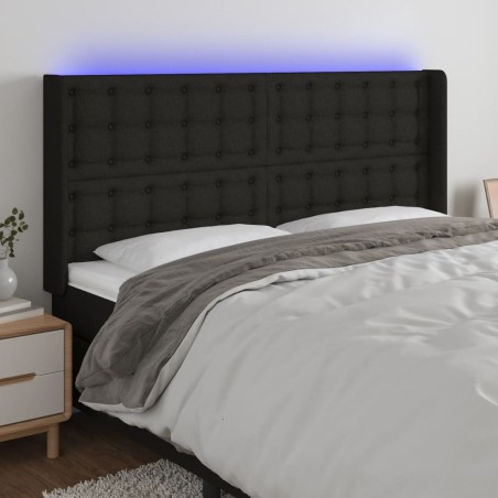 vidaXL Testiera a LED Nera 163x16x118/128 cm in Tessuto