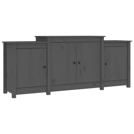 Credenza Grigia 164x37x68 cm in Legno Massello di Pino