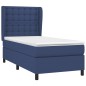 vidaXL Giroletto a Molle con Materasso Blu 90x190 cm in Tessuto