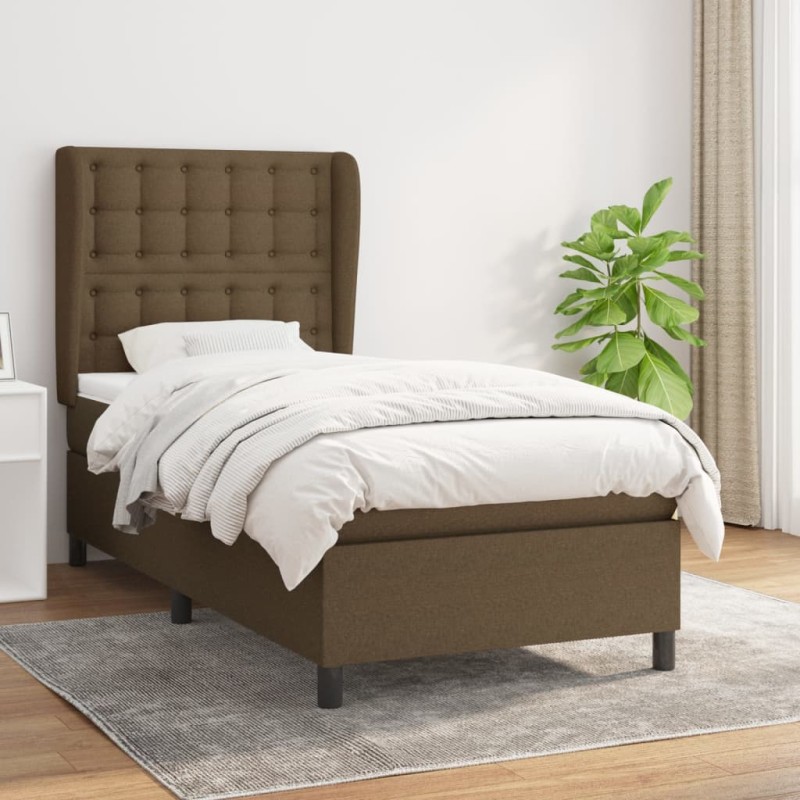 vidaXL Giroletto a Molle con Materasso Marrone Scuro 100x200cm Tessuto