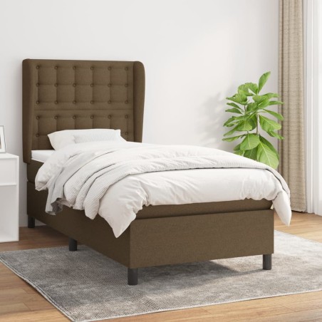 vidaXL Giroletto a Molle con Materasso Marrone Scuro 100x200cm Tessuto