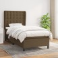 vidaXL Giroletto a Molle con Materasso Marrone Scuro 100x200cm Tessuto