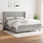 vidaXL Giroletto a Molle con Materasso Grigio Chiaro160x200 cm Tessuto