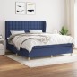 vidaXL Giroletto a Molle con Materasso Blu 160x200 cm in Tessuto