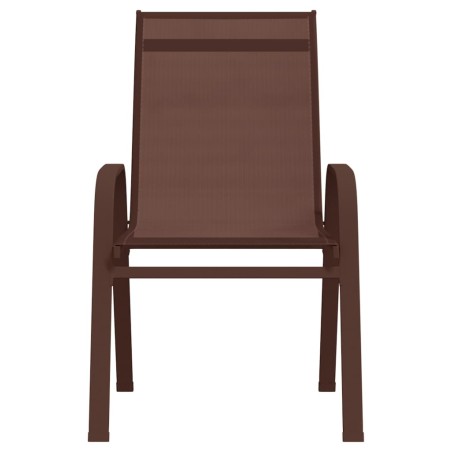 Sedie da Giardino Impilabili 6 pz in Tessuto Textilene Marrone