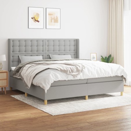 vidaXL Giroletto a Molle con Materasso Grigio Chiaro 200x200cm Tessuto