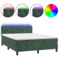 vidaXL Letto a Molle con Materasso e LED Verde Scuro 140x200cm Velluto vidaXL Letto a Molle con Materasso e LED Verde Scuro 140x200cm Velluto