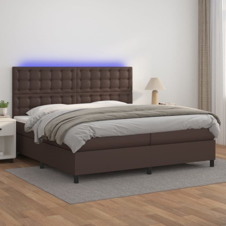 vidaXL Giroletto Molle con Materasso e LED Marrone 200x200 cm