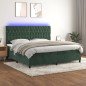 vidaXL Letto a Molle con Materasso e LED Verde Scuro 200x200cm Velluto vidaXL Letto a Molle con Materasso e LED Verde Scuro 200x200cm Velluto