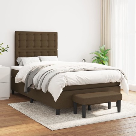 vidaXL Giroletto a Molle con Materasso Marrone Scuro 120x200cm Tessuto