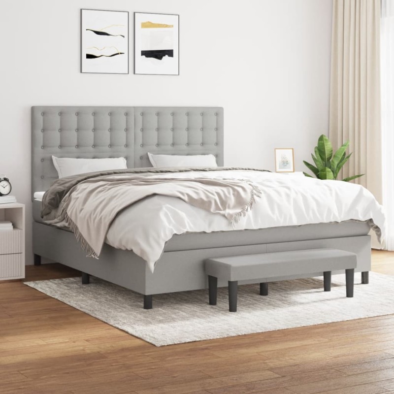 vidaXL Giroletto a Molle con Materasso Grigio Chiaro160x200 cm Tessuto