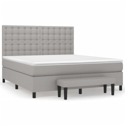 vidaXL Giroletto a Molle con Materasso Grigio Chiaro160x200 cm Tessuto