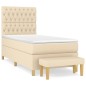 vidaXL Giroletto a Molle con Materasso Crema 90x190 cm in Tessuto