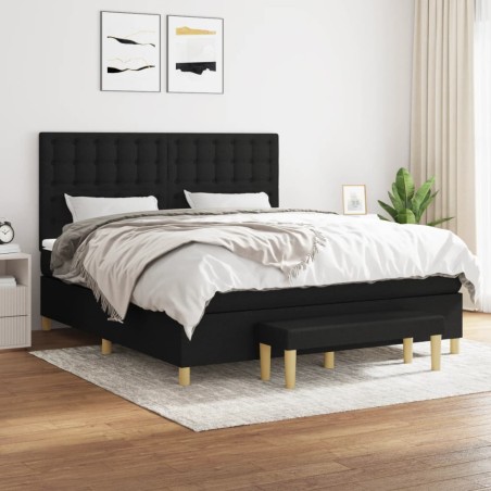 vidaXL Giroletto a Molle con Materasso Nero 160x200 cm in Tessuto
