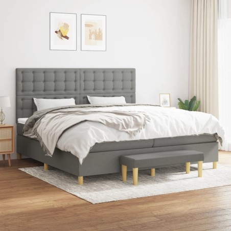 vidaXL Giroletto a Molle con Materasso Grigio Scuro 200x200 cm Tessuto