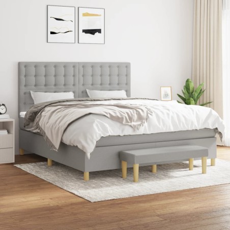 vidaXL Giroletto a Molle con Materasso Grigio Chiaro160x200 cm Tessuto