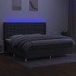 vidaXL Letto a Molle Materasso e LED Grigio Scuro 200x200cm in Tessuto vidaXL Letto a Molle Materasso e LED Grigio Scuro 200x200cm in Tessuto