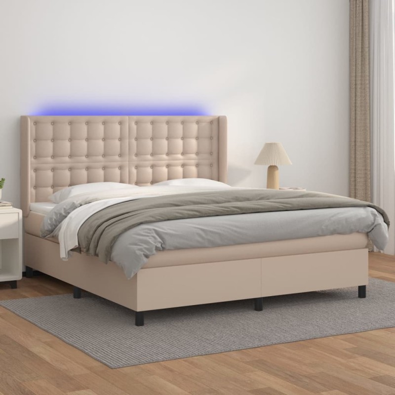 vidaXL Giroletto Molle Materasso e LED Cappuccino 180x200cm Similpelle vidaXL Giroletto Molle Materasso e LED Cappuccino 180x200cm Similpelle