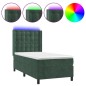 vidaXL Letto a Molle con Materasso e LED Verde Scuro 90x200cm Velluto vidaXL Letto a Molle con Materasso e LED Verde Scuro 90x200cm Velluto