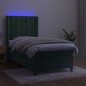 vidaXL Letto a Molle con Materasso e LED Verde Scuro 90x200cm Velluto vidaXL Letto a Molle con Materasso e LED Verde Scuro 90x200cm Velluto