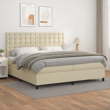 vidaXL Giroletto a Molle con Materasso Crema 200x200 cm in Similpelle