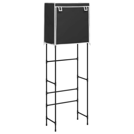 Rastrelliera per Bagno a 2 Livelli Nero 56x30x170 cm Ferro