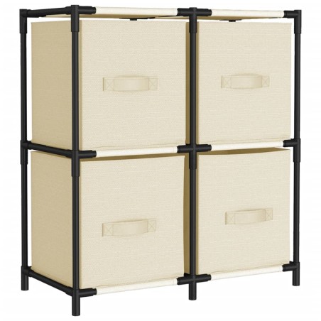 vidaXL Armadietto con 4 Cesti in Tessuto Crema 63x30x71 cm Acciaio