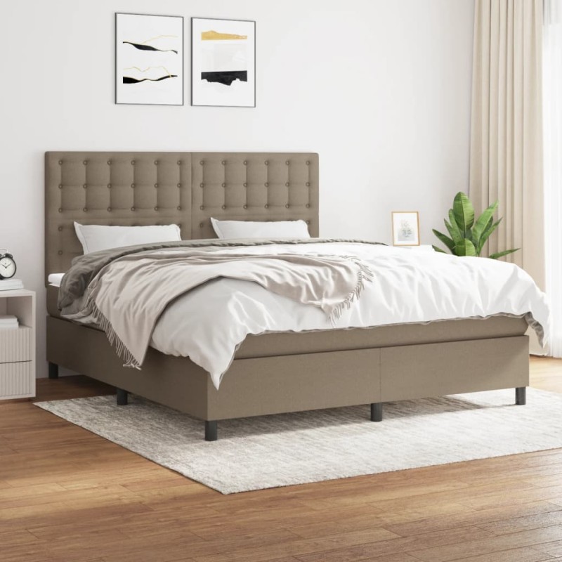 vidaXL Giroletto a Molle con Materasso Tortora 180x200 cm in Tessuto